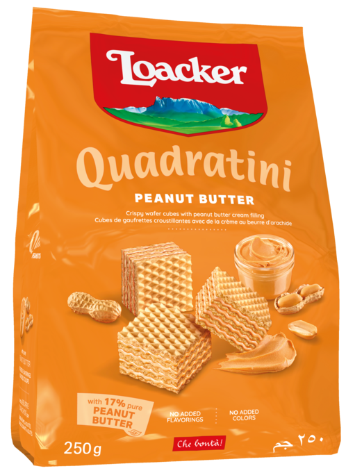 Loacker Quadratini Вафельные кубики "Арахисовое масло" 250г