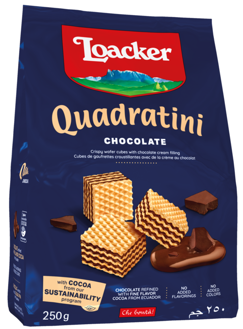 Loacker Quadratini Вафельные кубики 250г Chocolate